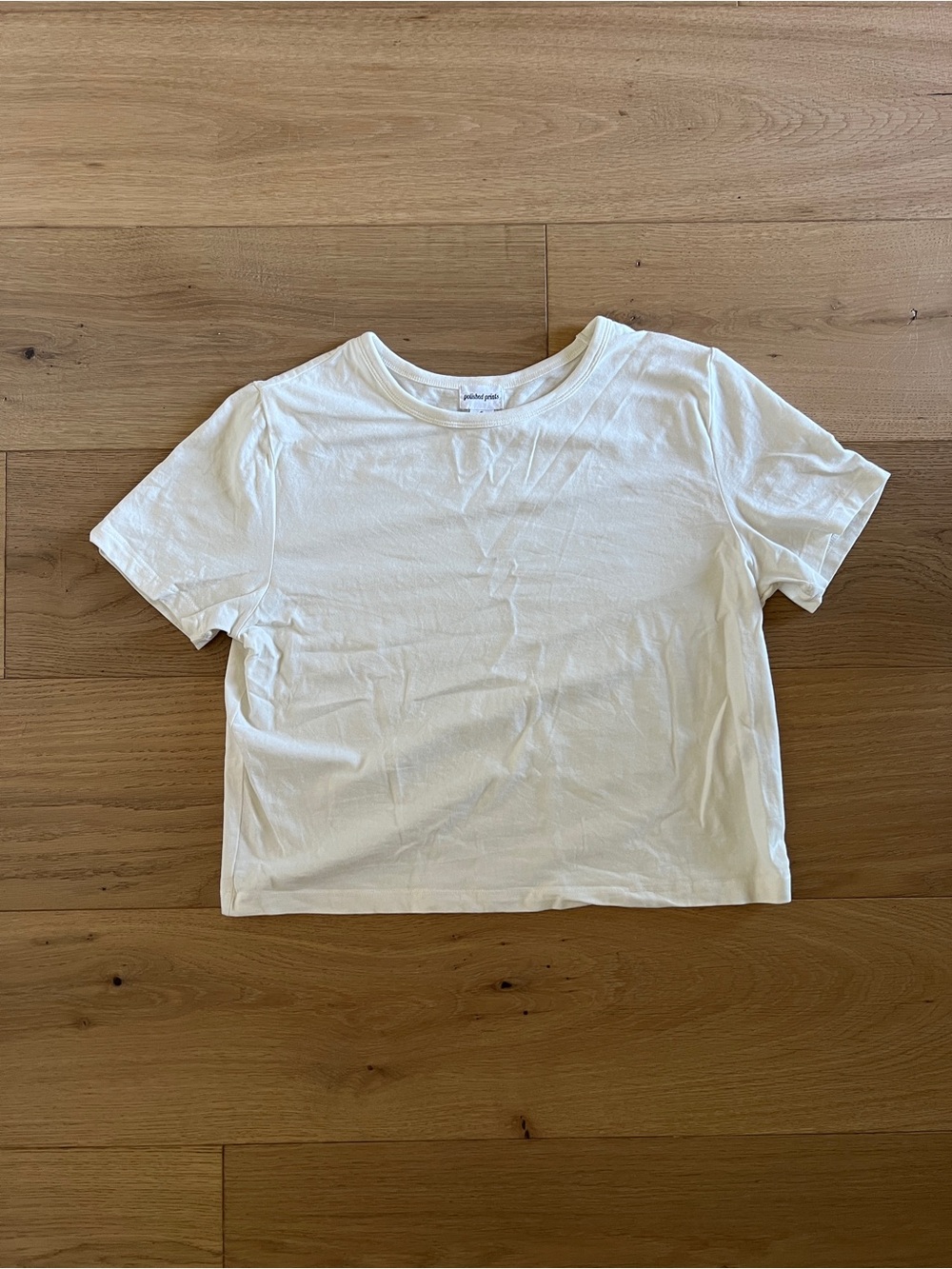 Polished Prints Organic Cotton Cropped Tee “The Mom Crop” in White